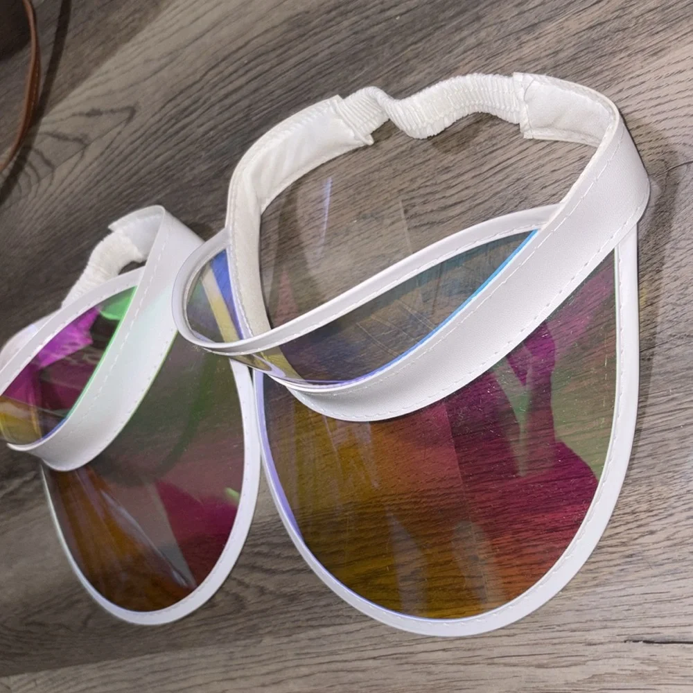 2 PC Holographic White Party Visor